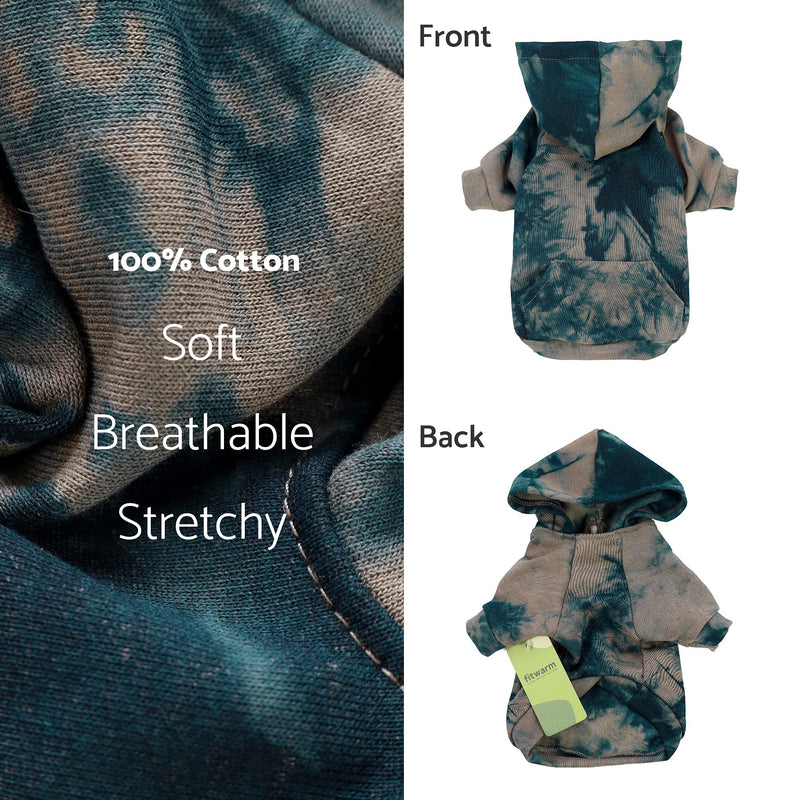 Fitwarm Tie Dye Dog Hoodie, Dog Clothes for Small Dogs Boy, Puppy Sweatshirt, Pet Outfit, French Bulldog Apparel, Dark Blue, Medium - PawsPlanet Australia