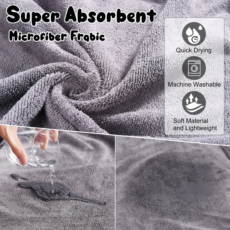 Microfibre Dog Bathrobe Dog Towel Wrap Super Absorbent Dog Drying Coat Bath Robe for Puppy, Medium & Large Dogs, Fast Drying, Adjustable, for Pet Dogs & Cats Black X-Large - PawsPlanet Australia