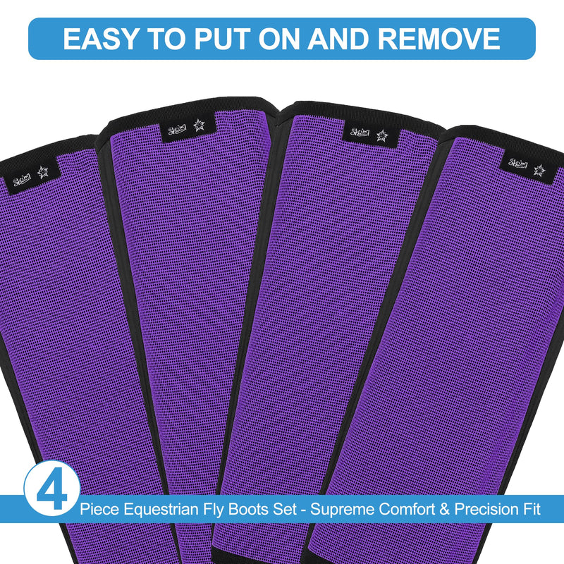 RCL Breathable Horse Fly Boots Set of 4, UV Protective Mesh Horse Leggings, Stomp-Reducing Horse Boots Stay-On Design with Nylon Support, Easy Fit Fly Boots for Horses Hoof & Leg Protection Purple - PawsPlanet Australia