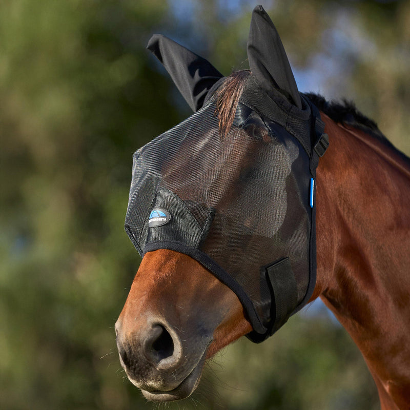 WeatherBeeta ComFiTec Insect Guard Fly Mask with Ears, Black, Large L