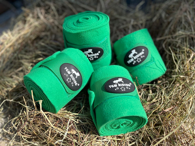 TGW RIDING Horse Polo Leg Wraps, Horse Leg Wraps, Horse Fleece Bandages,4-Pack Green - PawsPlanet Australia