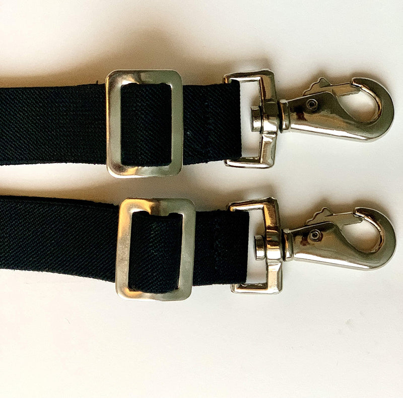 Majestic Ally Pack of 2 Adjustable Length Horse Blanket Sheet Replacement Elastic Leg Strap with Double Swivel Snaps Black - PawsPlanet Australia