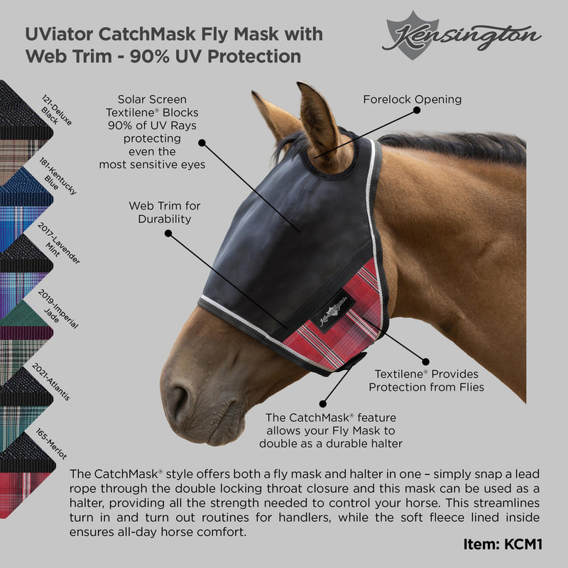 Kensington UViator CatchMask Horse Fly Mask with Web Trim UV Eye Protection Mask for Horse - Medium, Atlantis 2021 - Atlantis - PawsPlanet Australia