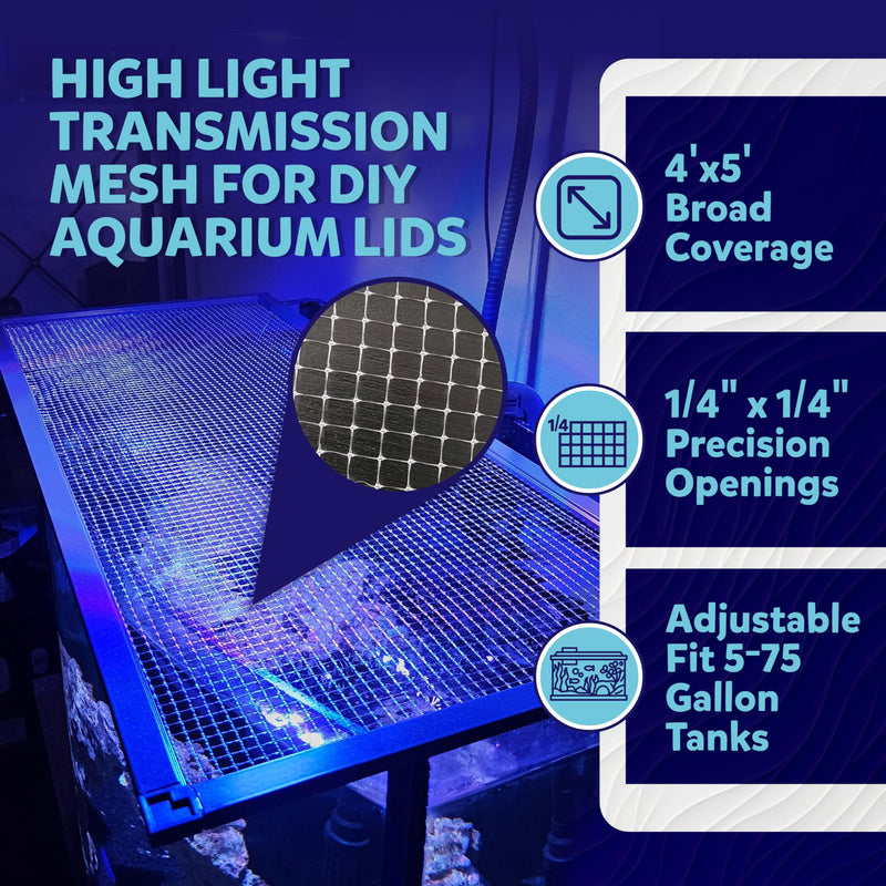 Clear Mesh Netting Material - 4'x5' - Plastic Mesh Screen Netting for Fish Aquarium Screen Top Cover - Aquarium Mesh Top - Aquarium Mesh Screen (4' x 5') 4'x5' - PawsPlanet Australia