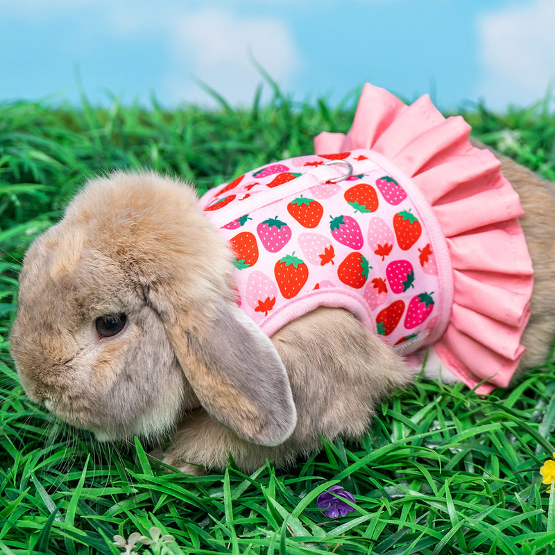 Rabbit Harness and Leash for Walking Escape Proof - Cute Carrot Pattern Mesh Breathable Bunny Vest Harness Outdoor Camping Hiking Training - also suit for Ferret Kitten Puppy Small Animals L (neck:7"-11.8" chest:9.8"-15.7") Pink - PawsPlanet Australia
