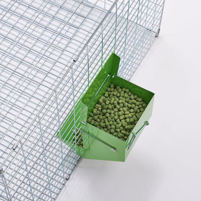 Metal Small Animal Feeder with Lid, Heavy Duty Rabbit Feeder, Large Capacity Rabbit Food Dispenser, Great for Rabbit, Guinea Pigs, Chinchillas and Other Small Animals. (4.6 inch, Green) 4.6 inch - PawsPlanet Australia