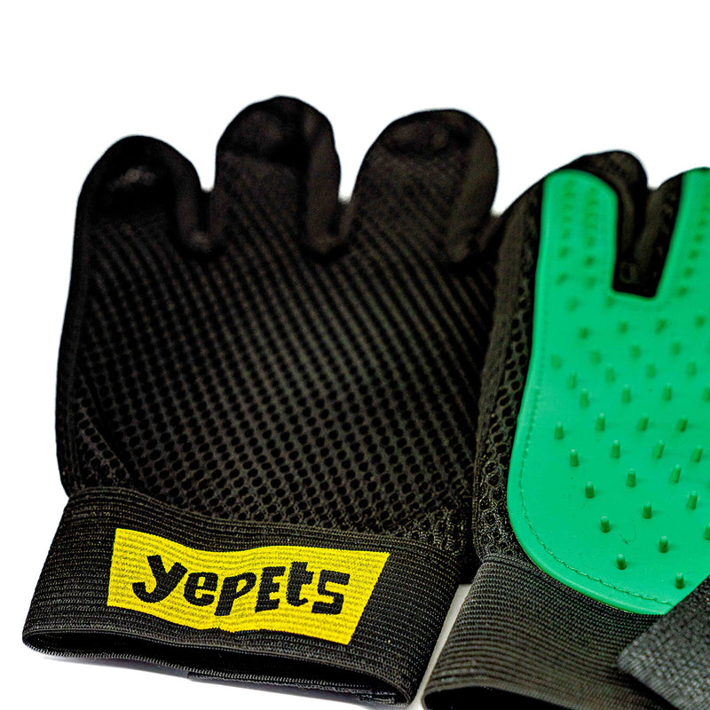 PAIR of Low-Cost Pet Grooming Gloves - Superior Care for Your Furry Friends. Ideal for Grooming, Deshedding, Bathing & Massaging Your Dogs & Cats with Long/Short/Curly Fur – Green - PawsPlanet Australia