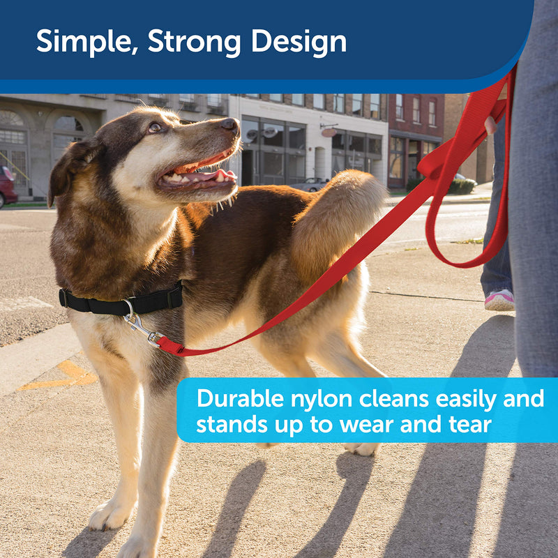 PetSafe Nylon Leash - Chew-Resistant Cat & Dog Behavioral Training Leash - Compatible with Easy-Walk Harness - Traditional-Style Reliable Pet Lead with a Padded Hand Wrap - 3/4" x 4' - Red - PawsPlanet Australia