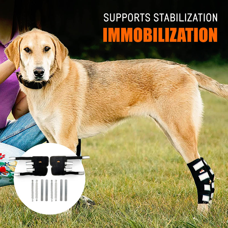 NeoAlly - 3-in-1 Long Rear Leg Hock Brace, Dog Leg Brace for Rear Leg with Rigid & Spring Inserts, Hock and Ankle Support, Dog Leg Sleeve with Reflective Straps, Large, 1 Pair