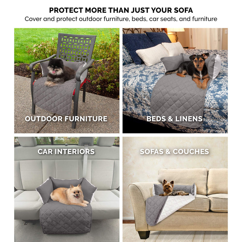 Furhaven Water-Resistant & Reversible 42" Wide Seat Cover Protector for Dogs & Cats, Perfect for Couches, Beds, & Car Seats - Sofa Buddy Bolster Seating Protector - Gray/Mist, Large 42"L x 26"W x 8"Th Marine Blue (Two Tone Plush Faux Fur & Suede) - PawsPlanet Australia
