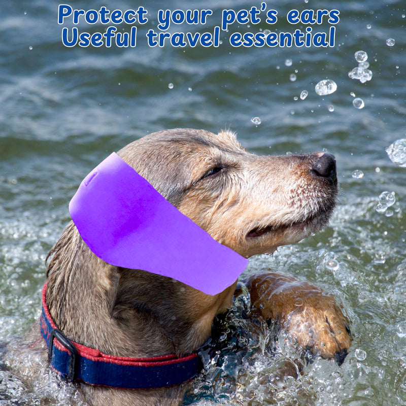 2pcs Dog Ear Covers for Swimming, Ear Protection for Dogs Bathing, Dog Bath Supplies, Ears Wrap for Dogs, Waterproof Ears Covers Swimming Cap, Adjustable Shower Cap, Puppy Swim Cap (Purple, Pink, M) Purple, Pink
