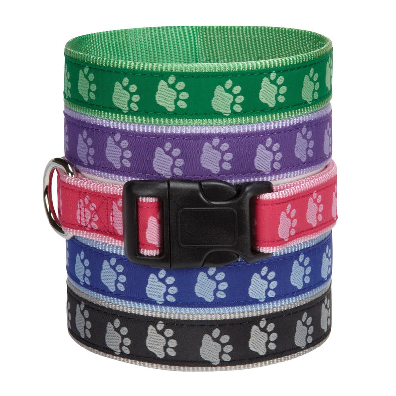 Casual Canine TwoTone Pawprint Dog Collar, 10-16-Inch, Purple 10-16 inch - PawsPlanet Australia