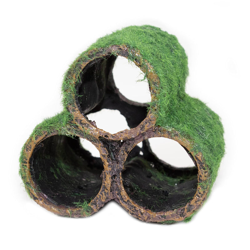 PENN-PLAX Deco-Replicas Hide-Away Pipes with Club Moss Aquarium Decoration – Realistic Appearance with Various Textures – Safe for Freshwater and Saltwater Fish Tanks - PawsPlanet Australia