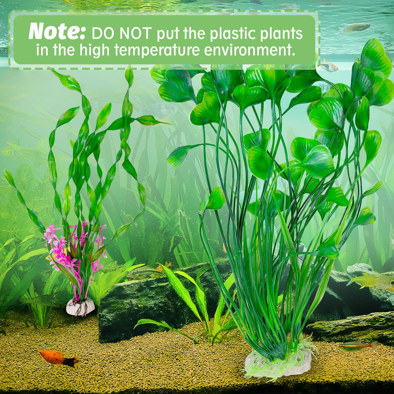 Hamiledyi Aquarium Plastic Plants Tall Fish Tank Decorations, Fish Tank Plants Artificial Green Water Plants Grass Cluster Aquarium Décor Soft Plastic Fake Aquarium Artificial Plants 2PCS