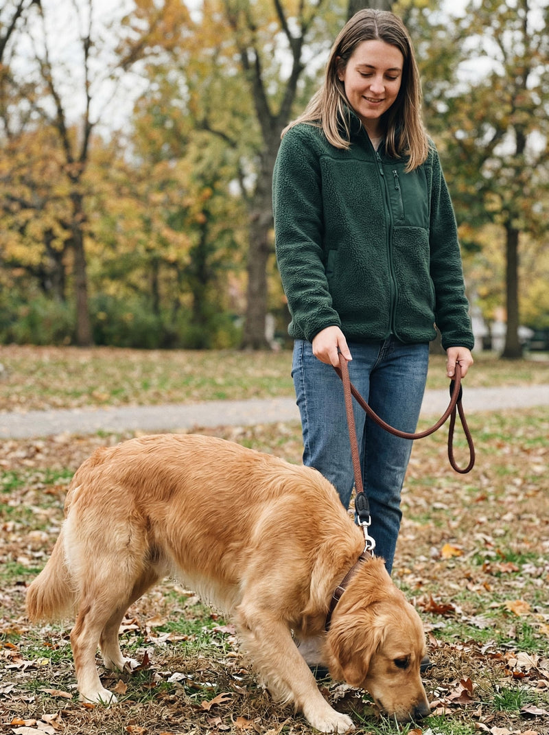 Dog Leash 4 FT Nylon Rope Long Comfortable for Medium Small Dogs Daily Training Walking(Coffee) Coffee 4Ft - PawsPlanet Australia