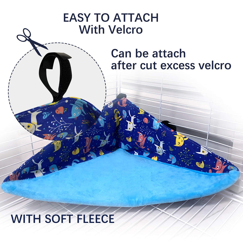 FULUE Guinea Pig Corner Hideout Hammock and Bed,Ferret Corner Hammock and Bed Cave Cozy for Guinea Pig Ferret Chinchilla Rats for Playpen C&C Cage Midwes Cage Blue - PawsPlanet Australia