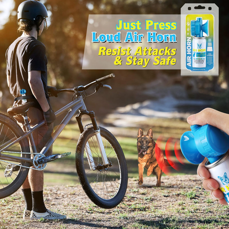 Air Horn, 1.4 oz 120 dB Loud Air Horns for Safety, for Coyotes and Aggressive Dog, Stops Attacking Fighting Barking Chasing, Effective Training Tool & Outdoor Safety Alarm, Blue(4 Pack) 4