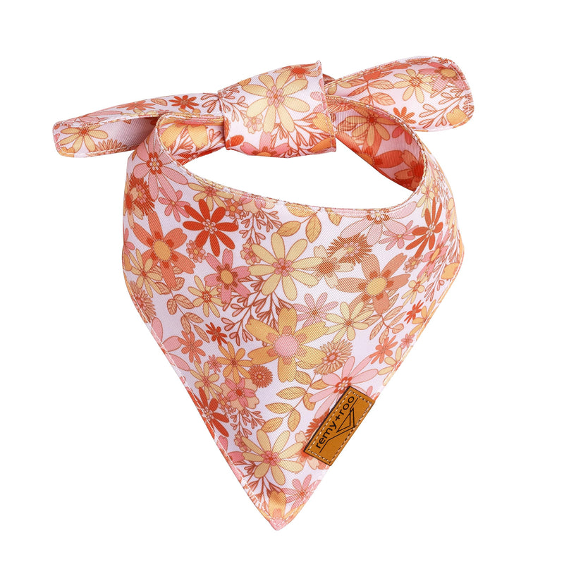 Remy+Roo Extra Large Spring Dog Bandanas - 4 Pack Daisy Set | Premium Durable Adjustable Polyester Fabric | Patented Shape Girl Dog Bandana, Floral Dog Bandana X-Large - PawsPlanet Australia