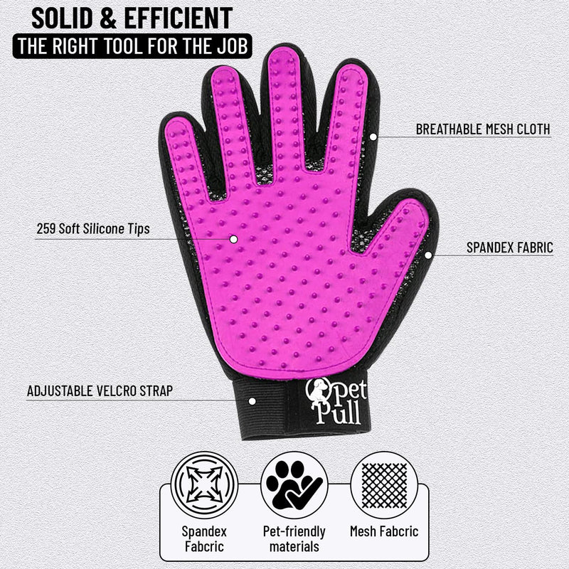 Pet Grooming Gloves with 259 Silicone Tips - Pet Hair Removal Tool Gentle Shedding Dog Washing Gloves - Deshedding Brush Hair Remover Mitts for Dogs & Cats for Long and Short Hair (Pink) PINK - PawsPlanet Australia