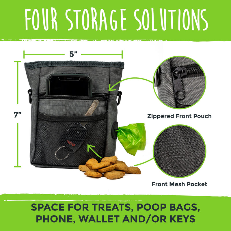 Mighty Paw Dog Treat Pouch 2.0 - Hands-Free Design - Strong Magnetic Closure - Quick Access To Your Pup's Treat - Closes Easy To Prevent Spills - No More Fumbling - Perfect For Long Walks Or Training Grey - PawsPlanet Australia