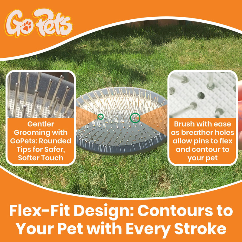 GoPets Pet Grooming Kit Bundle With 2 Sided Dematting Comb and Deshedding Rake + Double Sided Pin Brush and Bristle Brush for Dogs and Cats - PawsPlanet Australia