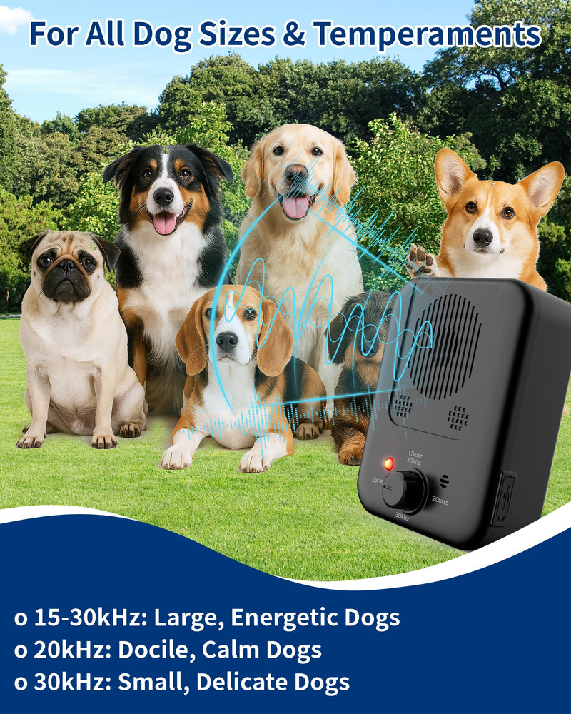 Ultrasonic Bark Control Device – 3 Adjustable Modes for Small, Medium & Large Dogs, 32ft Range, Suitable for Indoor & Outdoor Use (Black) Black
