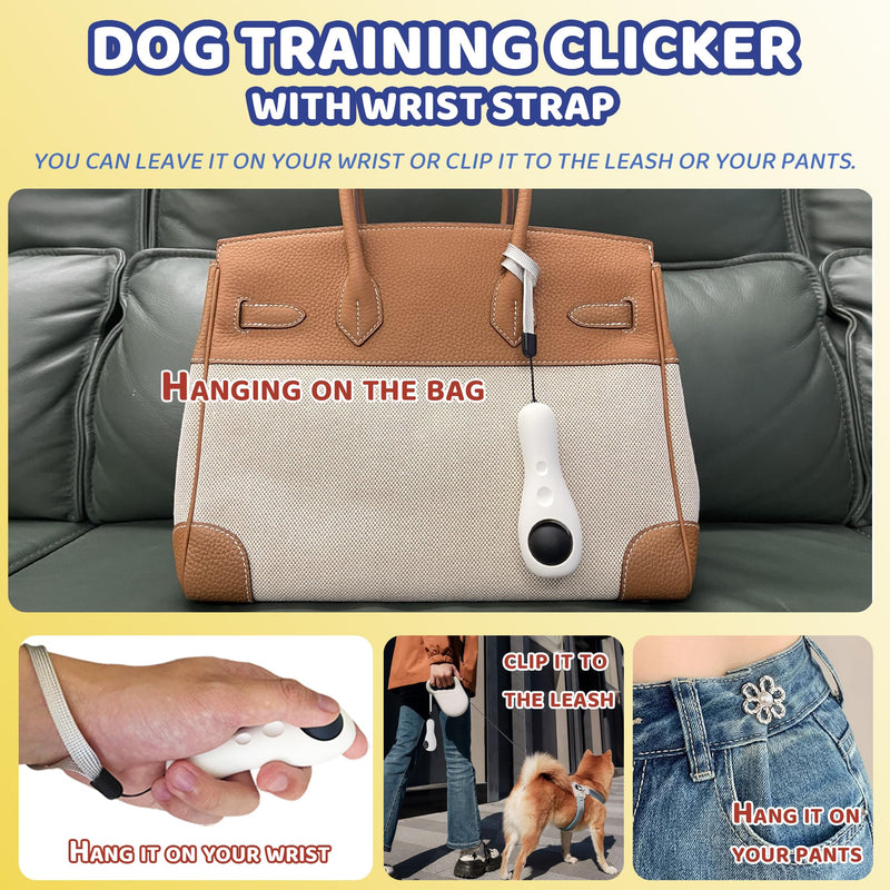 Dog Training Clickers with Wrist Strap, Training Clicker for Pet Like Dog Cat Horse Bird Dolphin Puppy, Big Buttons and Loud Sound (White) White - PawsPlanet Australia