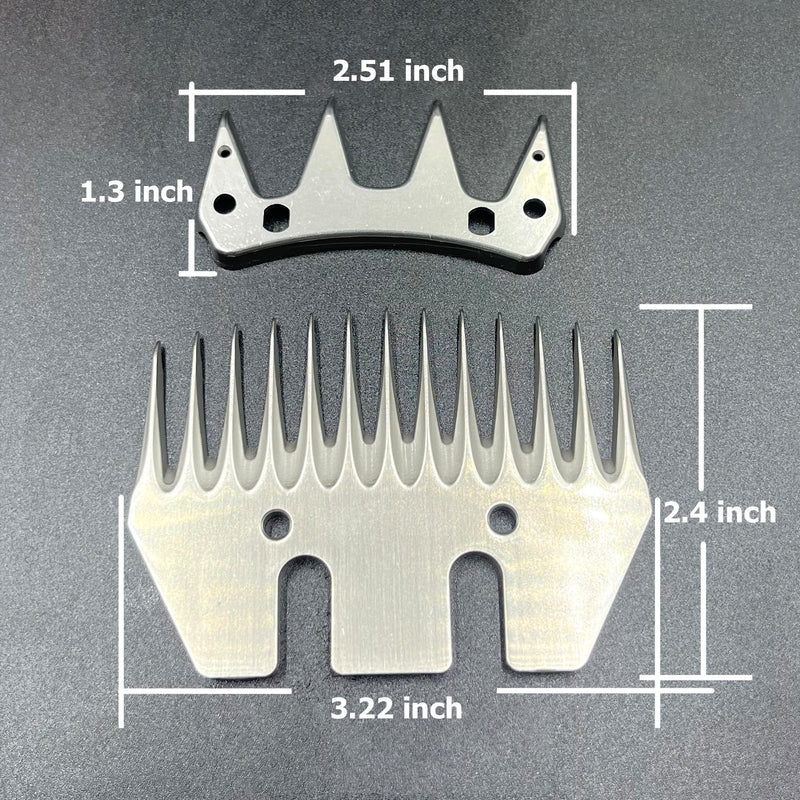 Sheep Shears Wool Clippers Universal Replacement Blades, Shearing Comb and Cutter Blade Set, Stainless Steel Straight 13-Teeth Detachable Trimmer Shears for Grooming Goats, Lambs, Llamas, Alpacas Straight 13-tooth Silver - PawsPlanet Australia