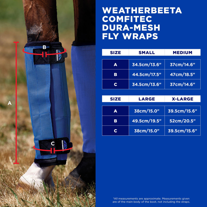 WeatherBeeta ComFiTec Dura-Mesh Fly Wraps, Blue/Black, Large L