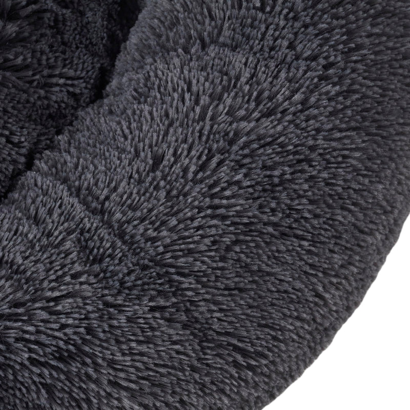 Dog & Cat Bed: Round Faux Fur Pet Bed - Plush, Cozy, & Calming Donut Bed for Large Pets - Soft & Comfortable Sleeping Cushion for Napping & Lounging, 30" Round, Dark Gray - PawsPlanet Australia