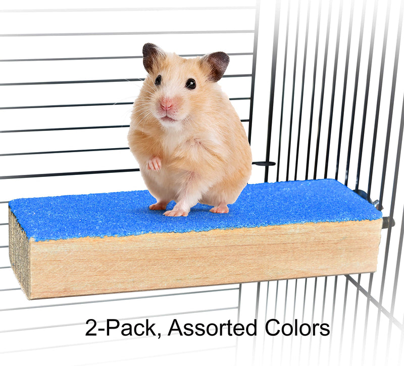 Spoiled Pet® Bird Cage Perch Stand 2-Pack - Beak and Foot Grinding Platform - Parakeets, Cockatiels, Canaries, Finches, Conures, Lories, and Budgies - Hamsters and Gerbils (Wood Perch) Wood Perch