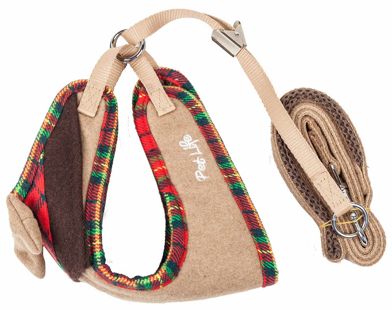 Pet Life ® Luxe Collection Dapperbone 2-in-1 Adjustable Fashion Dog Harness and Leash with Dog Bowtie by Collar - Pet Harness with Reversible Breathable Mesh and Alloy Dog Leash attachments X-small Brown - PawsPlanet Australia