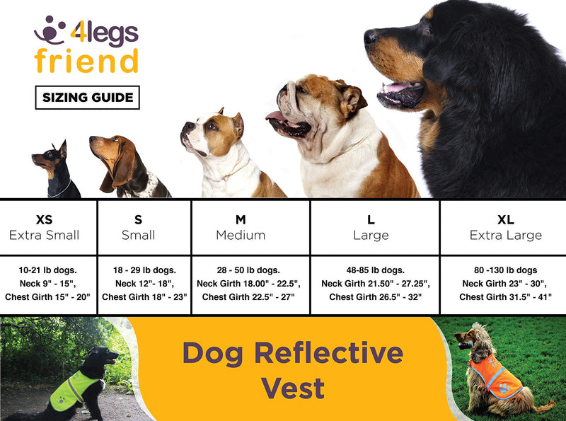 4LegsFriend Dog Safety Orange Reflective Vest with Leash Hole 5 Sizes - High Visibility for Outdoor Activity Day and Night, Keep Your Dog Visible, Safe from Cars & Hunting Accidents XL - PawsPlanet Australia