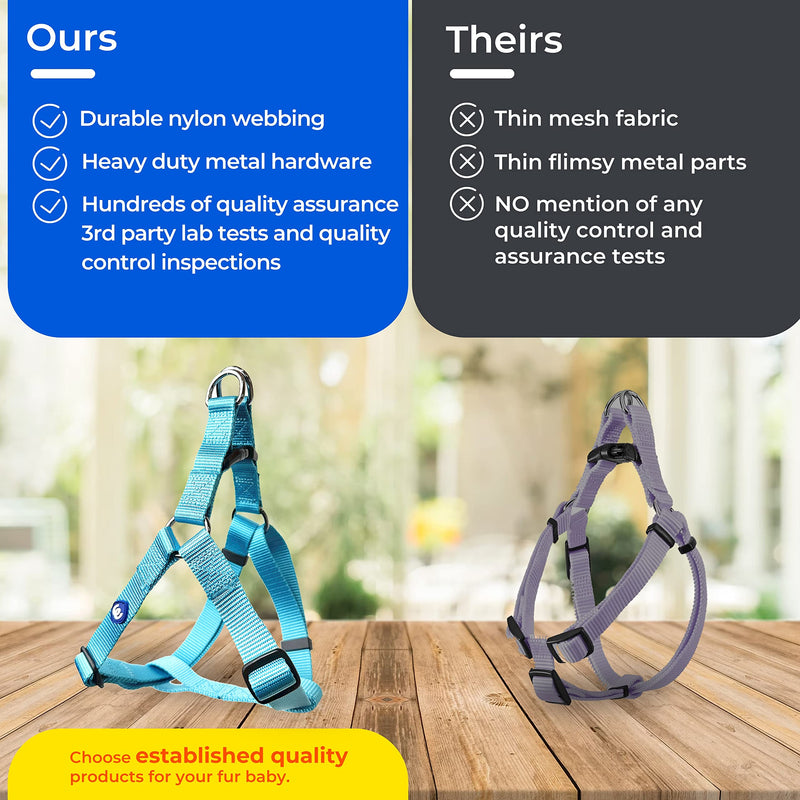 Blueberry Pet Essentials Matching Small Dog Harness | Adjustable Classic Solid Nylon No Pull Harness for Dogs | Easy Walk Dog Harness for Small Dogs & Step in Dog Harness | Turquoise Dog Harness (16.5" - 21.5") Chest Girth (Pack of 1) - PawsPlanet Australia
