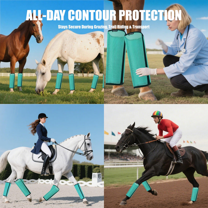 Mesh Horse Fly Boots Set of 4, Loose Fitting Shoofly Leggings for Horses with Breathable & Adjustable, Fly Leg Wraps for Horses Stop Annoying Stomping, Stay-on Comfortable Shoo Fly Boots (Mint) Mint - PawsPlanet Australia
