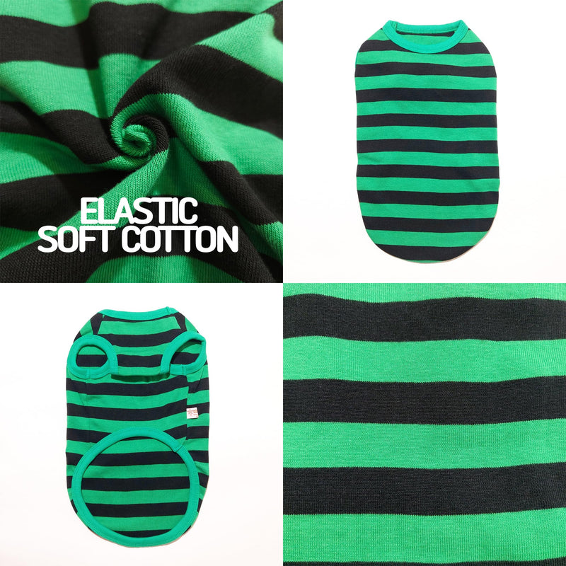 D Doggy Star Dachshund Clothes for Dogs Mini and Adults T Shirts (S,Stripe Green/Black) 4 Season T shirt S - Chest 16.14" Stripe Green/Black - PawsPlanet Australia