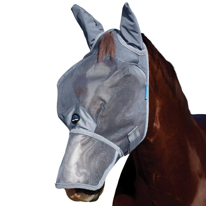 WeatherBeeta ComFiTec Durable Mesh Fly Mask with Ears & Nose, Grey, Medium M