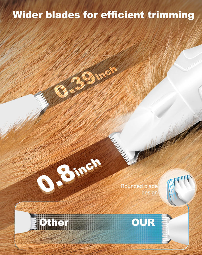 LEYOUFU Dog Paw Trimmer with LED Light, 2 Speed Low Noise Paw Trimmers for Dog's Feet, Cordless Electric Dog Clippers for Grooming Cat Hair Shaver for Paws, Ears, Face, Rump Small Areas(White) White - PawsPlanet Australia