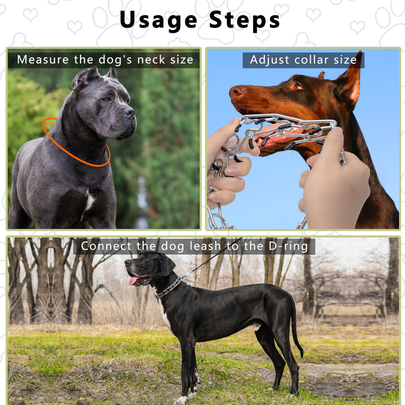 Adjustable Dog Collar, Pinch Collar for Dogs,Dog Training Collar for Small Medium Large Dogs,Metal Prong Collar with Comfort Rubber Tips (Large, 3.5mm, 21.6-Inch) Large ( 3.5mm, 21.6-Inch) - PawsPlanet Australia