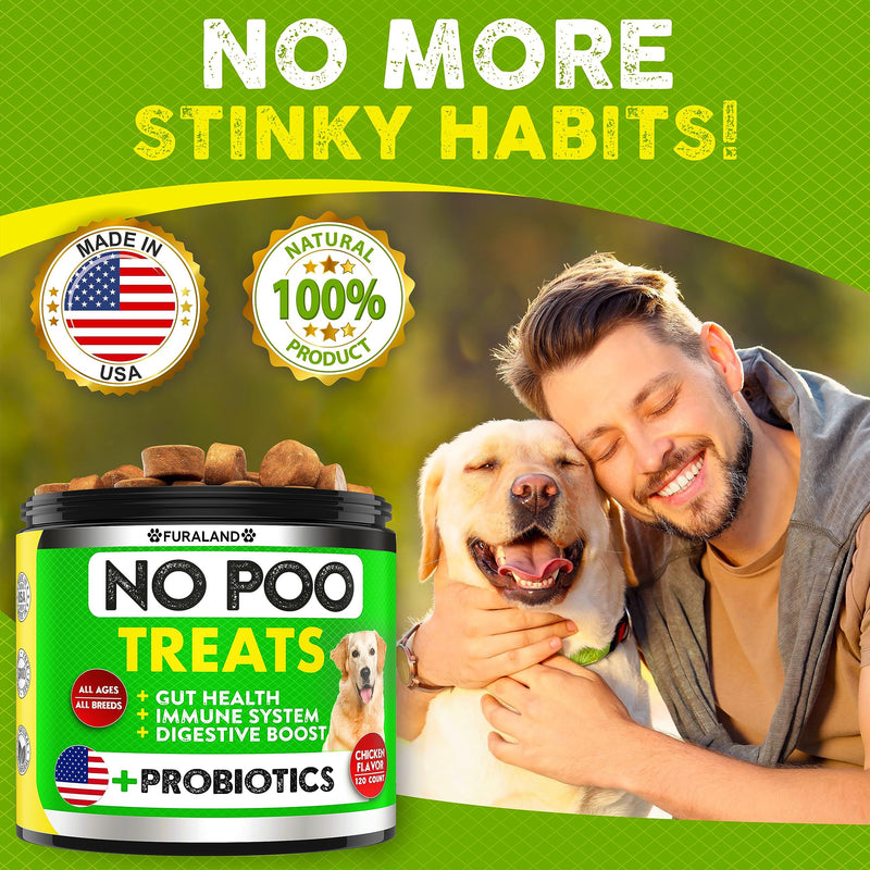 FURALAND No Poo Chews - Coprophagia Stool Eating Deterrent for Dogs - Made in USA - Stop Eating Poop for Dogs - Prevent Dog from Eating Poop - Probiotics & Enzymes - Forbid for Dogs Chew