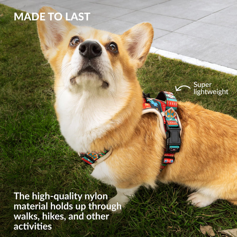 CollarDirect No Pull Reflective Dog Harness with Handle and Front Clip, Adjustible Soft Padded Vest for Small to Large Dogs Training and Walk (Size L, Pattern PT2) - PawsPlanet Australia