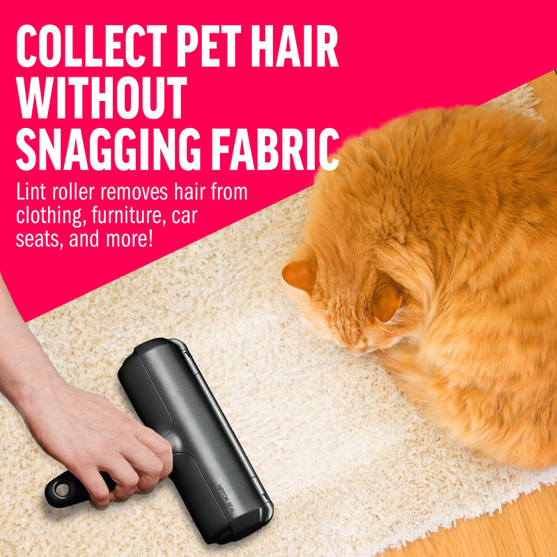 ChomChom Roller Pet Hair Remover and Reusable Lint Roller - Cat and Dog Hair Remover for Furniture, Couch, Carpet, Clothing and Bedding - Portable, Multi-Surface Fur Removal Tool (Black) Black - PawsPlanet Australia