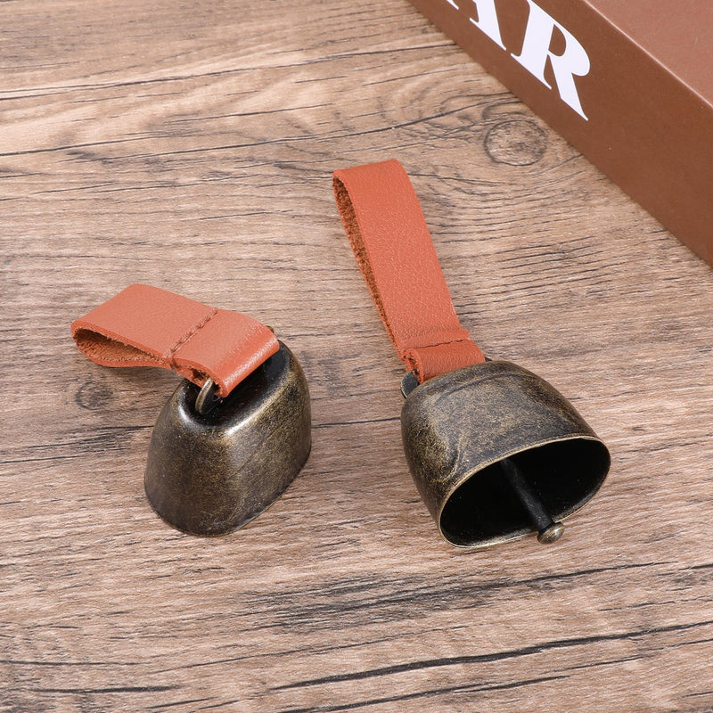 Leather Dog Collar Bell, 2 PCS Dog Bells with Leather Strap Pet Bell Tracker for Large Dogs Anti Lost Training Pets Pendant Accessories Pet Anti Theft Bells for Outdoor Safety, Hiking, Walking - PawsPlanet Australia