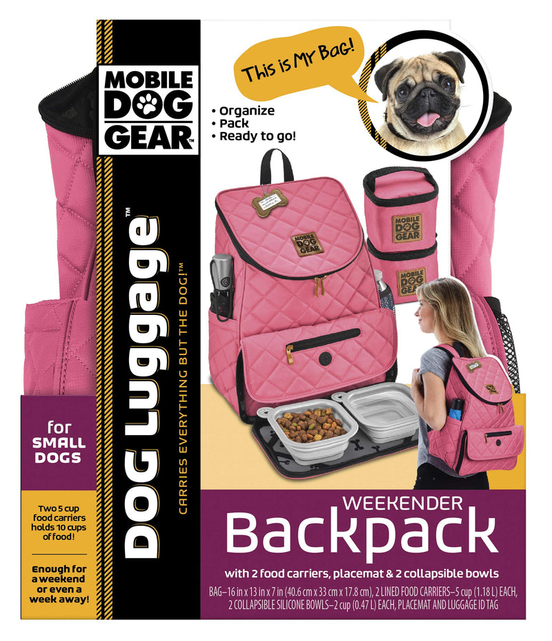 Mobile Dog Gear Unisex Weekender Backpack™ Pink One Size One Size 13.0"L x 7.0"W x 16.0"H - PawsPlanet Australia