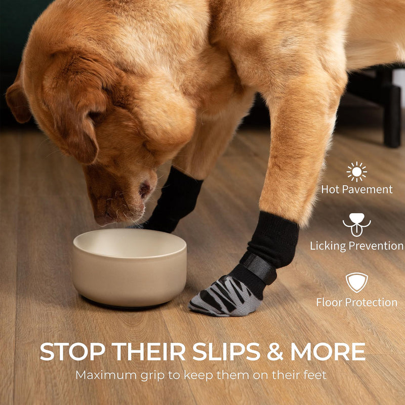 DOK TigerToes Premium Non-Slip Dog Socks for Hardwood Floors - Extra-Thick Grip That Works Even When Twisted - Prevents Licking, Slipping, and Great for Dog Paw Protection - Size Large - PawsPlanet Australia