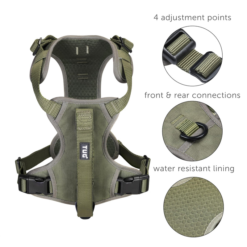 TUG Grab Dog Harness | Integrated Traffic Leash Magnetically Attached for Quick Control (Large/Green) Green L - PawsPlanet Australia