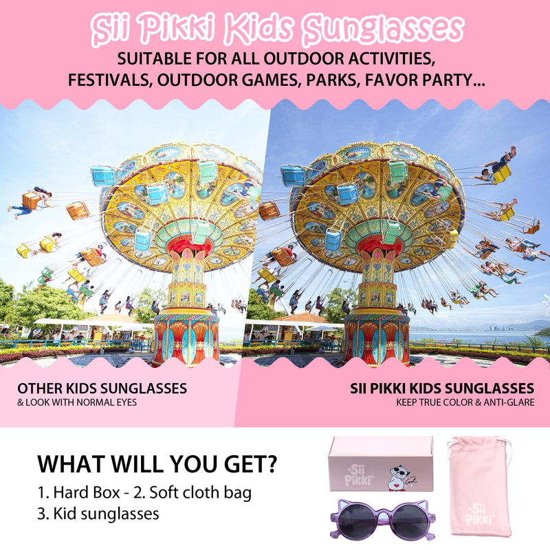 Kids Sunglasses Polarized UV400 Protection | Cat Ears Toddler Sunglasses Ages 2-8 | Gift Ideas For Girls Princess Pink Glitter