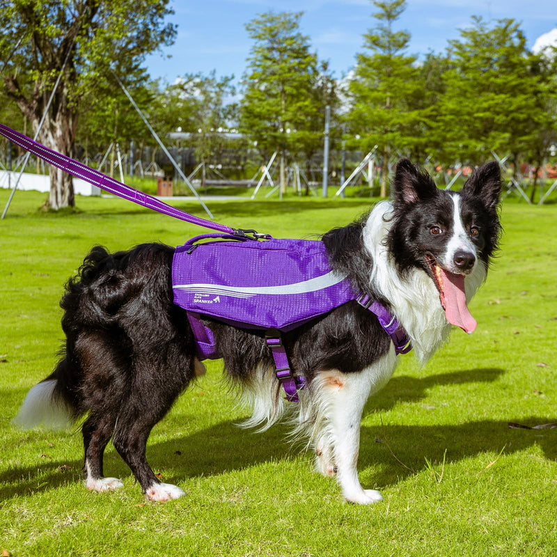 EXCELLENT ELITE SPANKER Y-Shaped Reflective Dog Backpack with Handle Pockets No Pull D-Rings Lightweight Hiking Gear for Dogs Hunting Camping Travel (Purple) Purple - PawsPlanet Australia