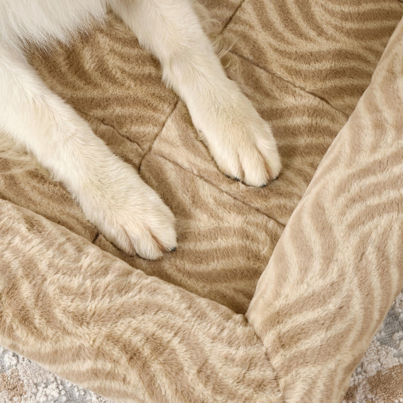 MidWest Homes for Pets QuiteTime Deluxe Wave Bolster Bed for Small Dogs; Easily Machine Wash and Dry; Tan; 24"; 40224-WVTN Wave Tan 24 Inch (Pack of 1) - PawsPlanet Australia