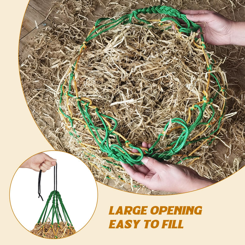 3PCS Hay Net for Horses,40" Slow Feed Hay Nets for Horses Goat Sheep,Strong Load-Bearing Hay Bags Hanging for Horse Stable Trailer 2.36"x2.36" Holes (Green) Green - PawsPlanet Australia